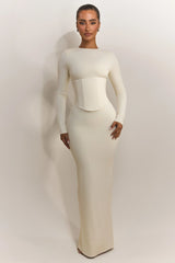 The Long Sleeve Sandra Maxi in Off White