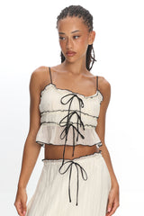 Maidens Tie Detail Overlock Top Cream