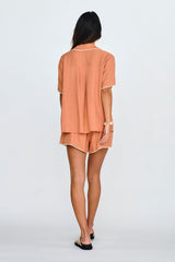 Swing Of Things Lace Trim Shorts Mocha