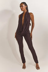 The Leia Top in Brown Lace