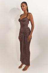 The Tie Front Maxi Dress in Brown