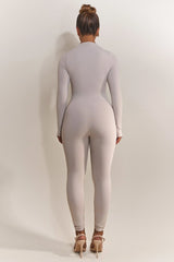 Contour Zip Up Jumpsuit in Grey