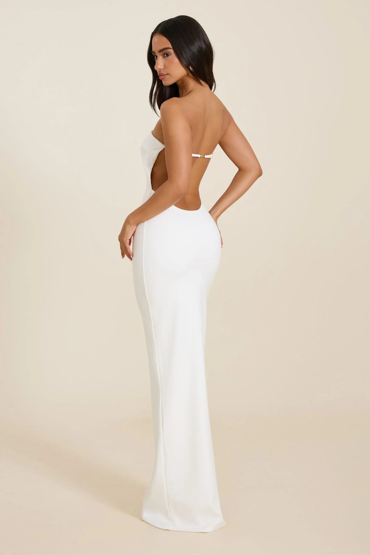 The Darlene Strapless Maxi Dress in White