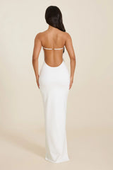 The Darlene Strapless Maxi Dress in White