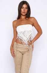 Love Fest Strapless Top White
