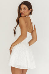 Rune Halterneck Mini Dress Applique White