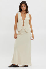 Philomena Button Vest Top Oat
