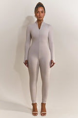 Contour Zip Up Jumpsuit in Grey