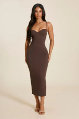 The Sculpt Midaxi Dress in Brown