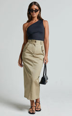 Anna Midi Skirt - High Waisted Cargo In Sand