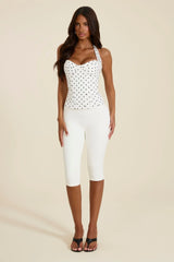 The Zadie Lace Up Corset Top in Polka Dot